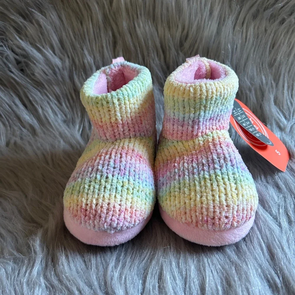 Wonder‎ Nation Rainbow Slippers Girl's Size 5 Booties Shoes Slip On Adjustable